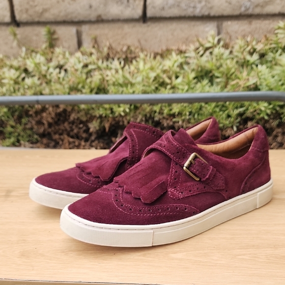 Frye  Gemma fringe Kiltie Bordeaux wine burgundy Sneakers Size 7 - Picture 1 of 15